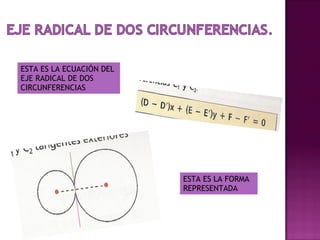 ESTA ES LA FORMA REPRESENTADA ESTA ES LA ECUACIÓN DEL EJE RADICAL DE DOS CIRCUNFERENCIAS
