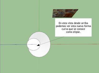 En esta vista desde arriba
podemos ver esta nueva forma
    curva que se conoce
        como elipse.
 