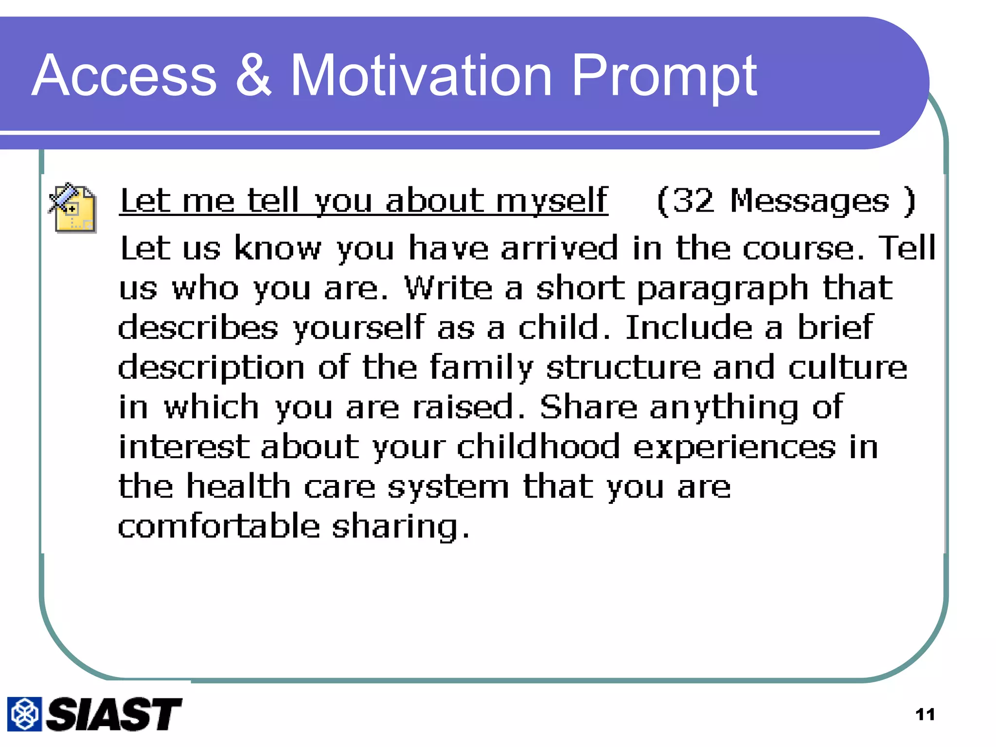 Access & Motivation Prompt 