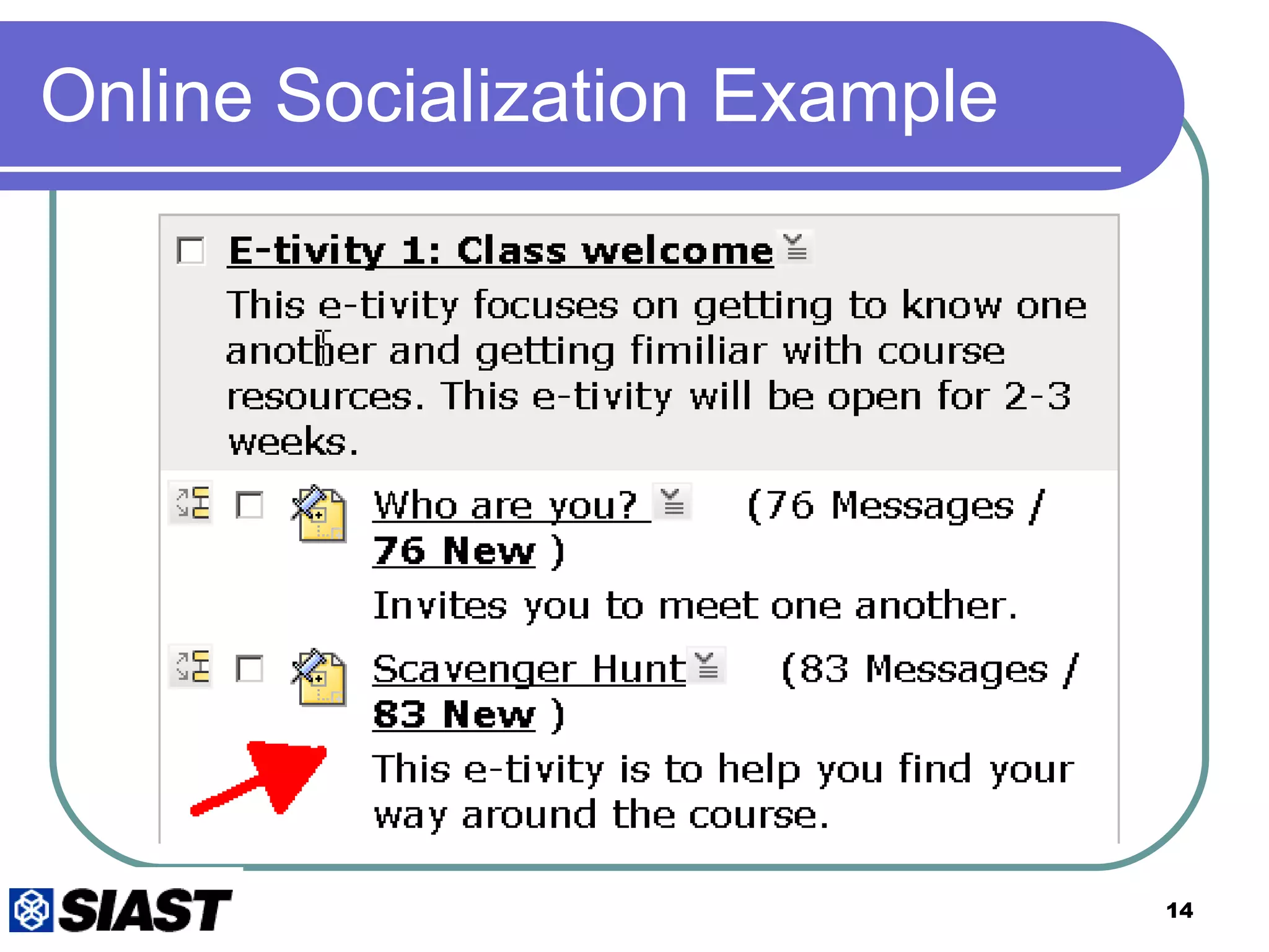Online Socialization Example 