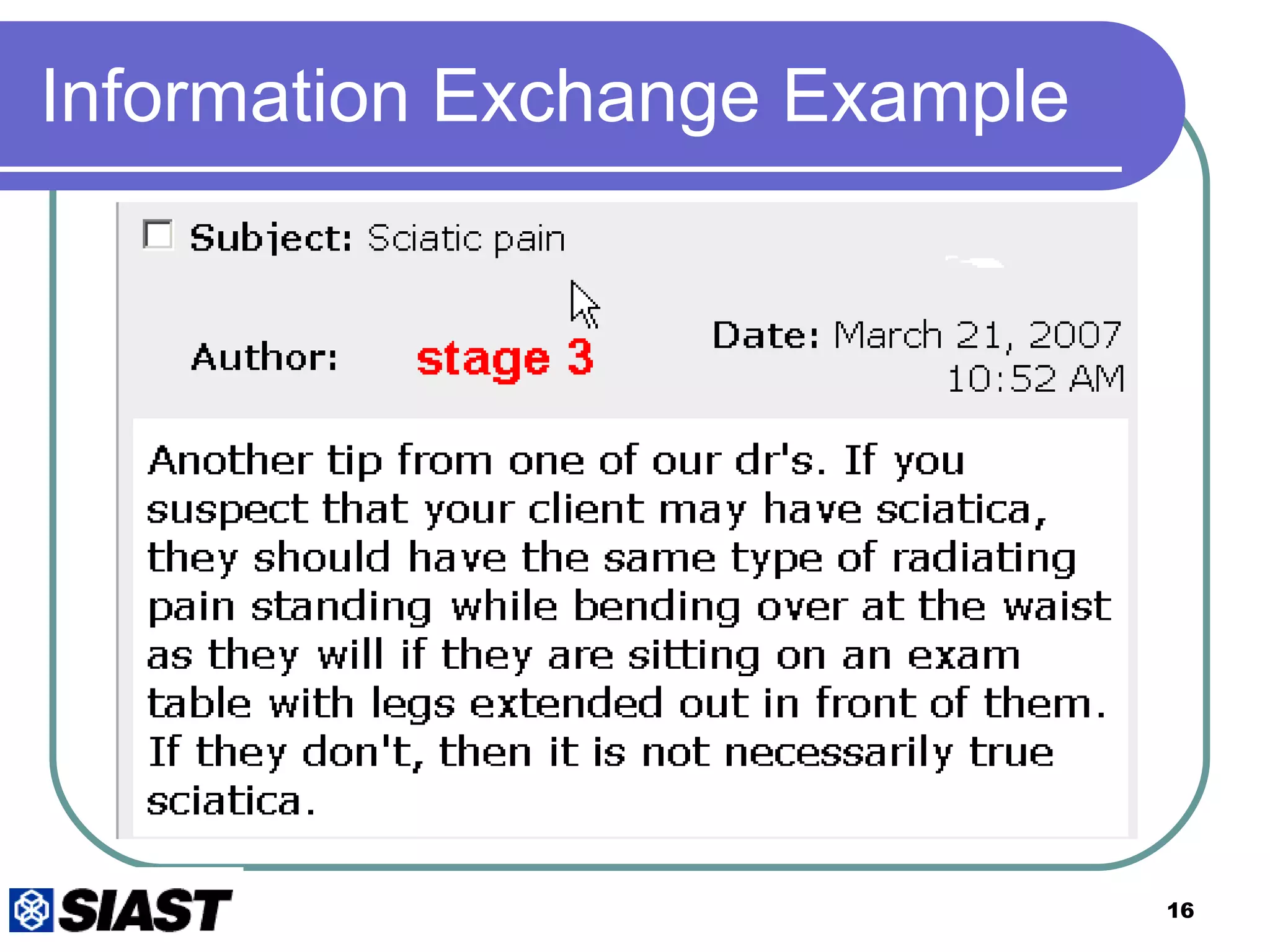 Information Exchange Example 