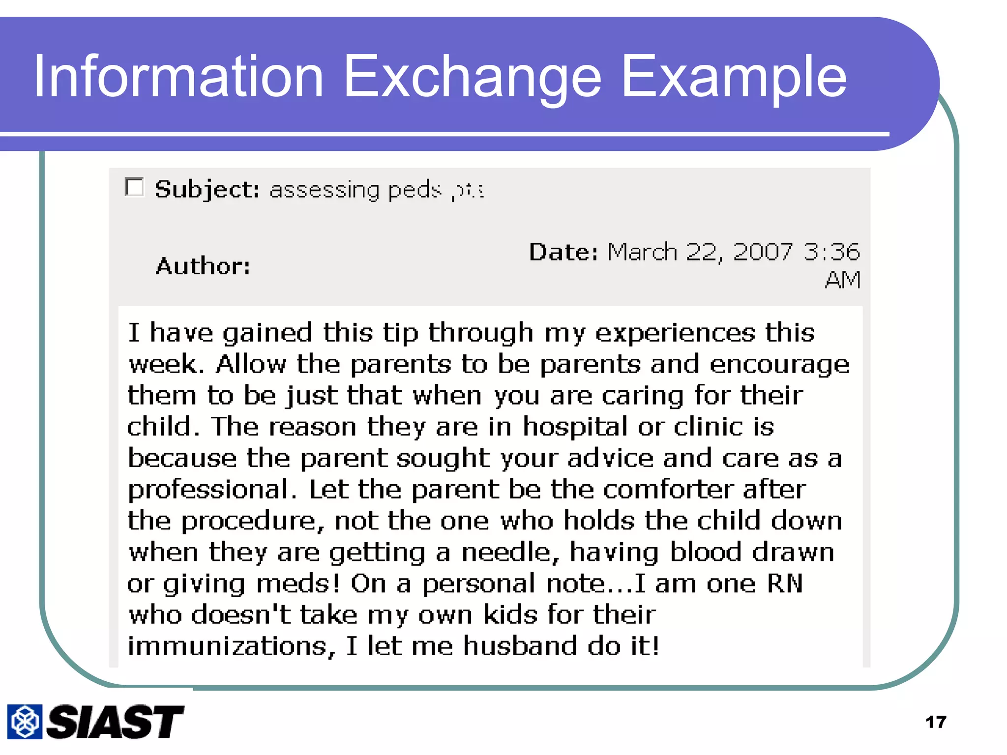 Information Exchange Example 