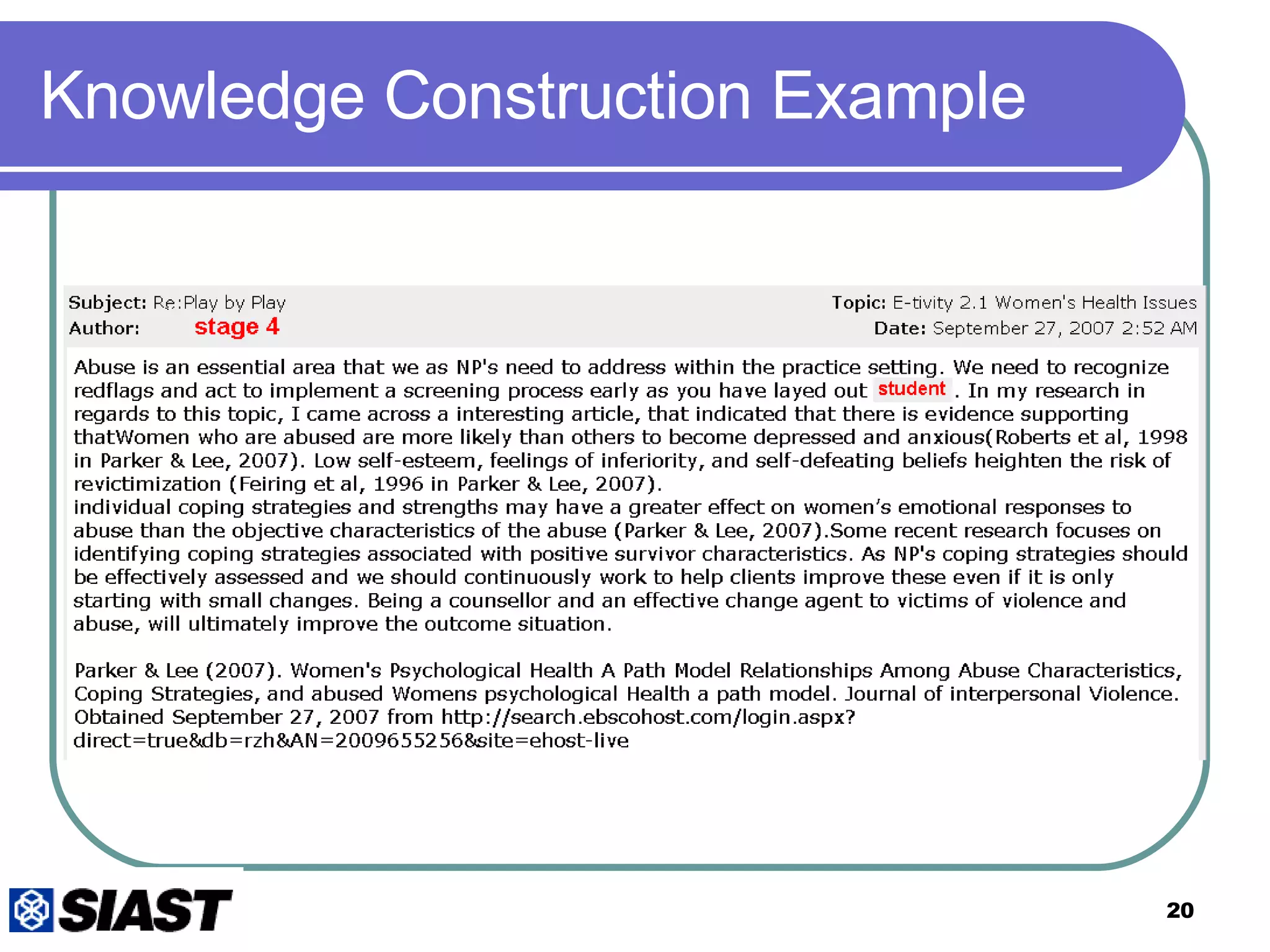 Knowledge Construction Example 
