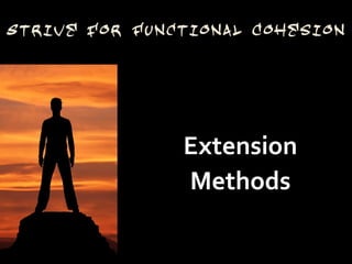 Strive for Functional Cohesion




               Extension
               Methods
 