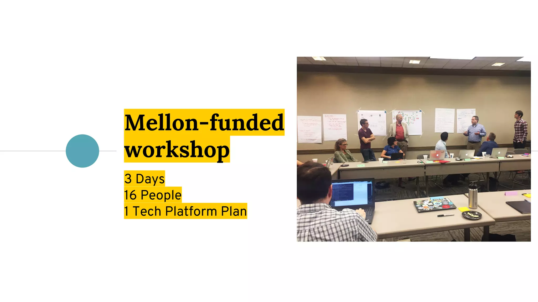 3 Days
16 People
1 Tech Platform Plan
Mellon-funded
workshop
 