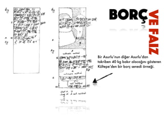 vefaiz
BORÇ
Bir Asurlu’nun diğer Asurlu’dan
takriben 40 kg bakır alacağını gösteren
Kültepe’den bir borç senedi örneği.
 