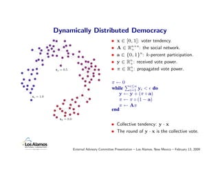 citizen’s color denotes their “political tendency”, where full red is 0, full blue
 citizen in this population, where xi i...