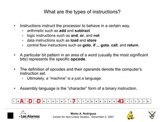 What are the types of instructions? <ul><li>Instructions instruct the processor to behave in a certain way. </li></ul><ul>...