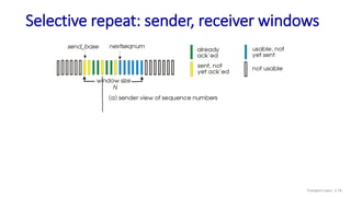 Selective repeat: sender, receiver windows
Transport Layer: 3-76
 