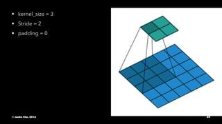 • kernel_size = 3
• Stride = 2
• padding = 0
© Junho Cho, 2016 68
 
