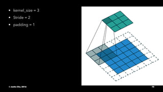 • kernel_size = 3
• Stride = 2
• padding = 1
© Junho Cho, 2016 70
 