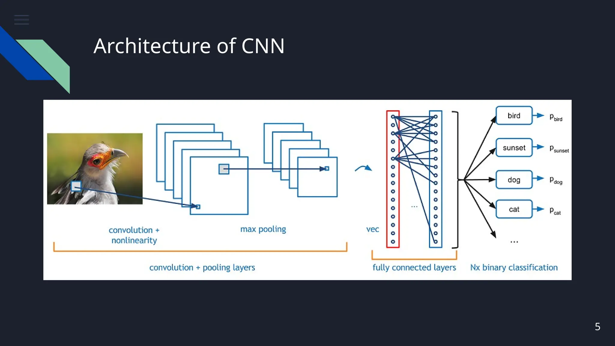 Architecture of CNN
5
 