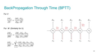 BackPropagation Through Time (BPTT)
For V
For W (Similarly for U)
25
 