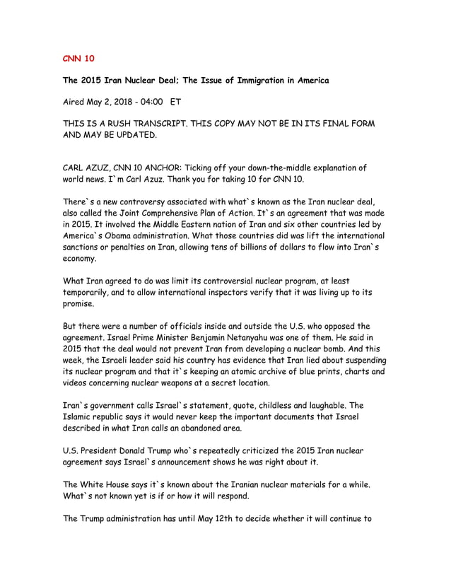 CNN 10 - May 2, 2018 - Transcript | PDF
