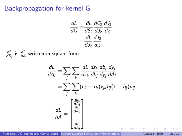 Convolutional neural network backpropagation derivation | PPT