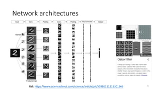 Network architectures
25
Ref: https://www.sciencedirect.com/science/article/pii/S0386111219301566
 