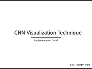CNN Visualization Technique
KAIST 전산학부 정태영
Implementation Detail
 