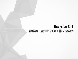 数学の三次元ベクトルを作ってみよう
Exercise 3-1
4
 