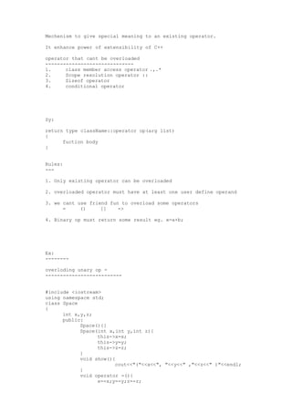 Advance C++notes | TXT