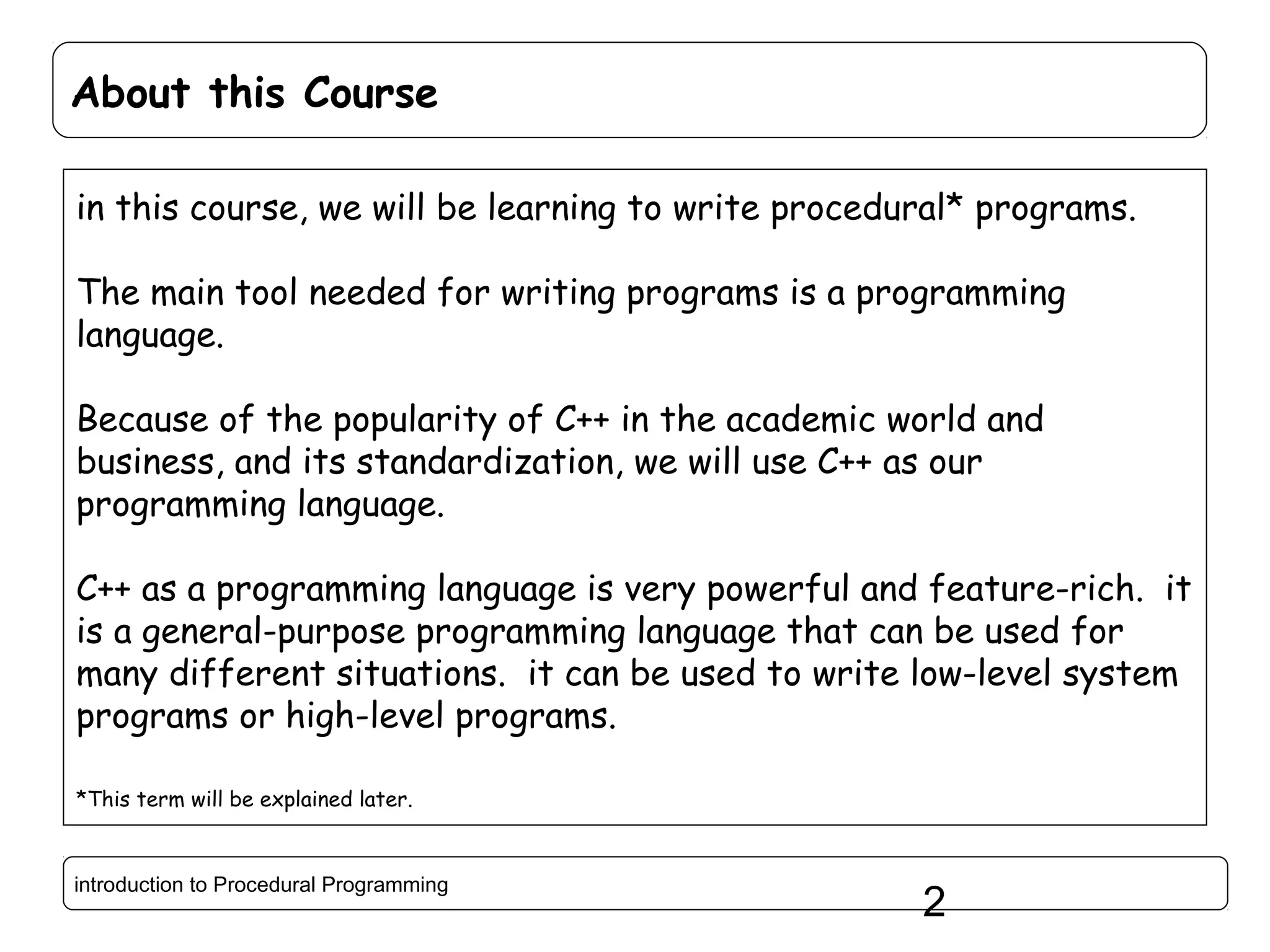 Introduction to Procedural Programming in C++ | PPT | Programming ...