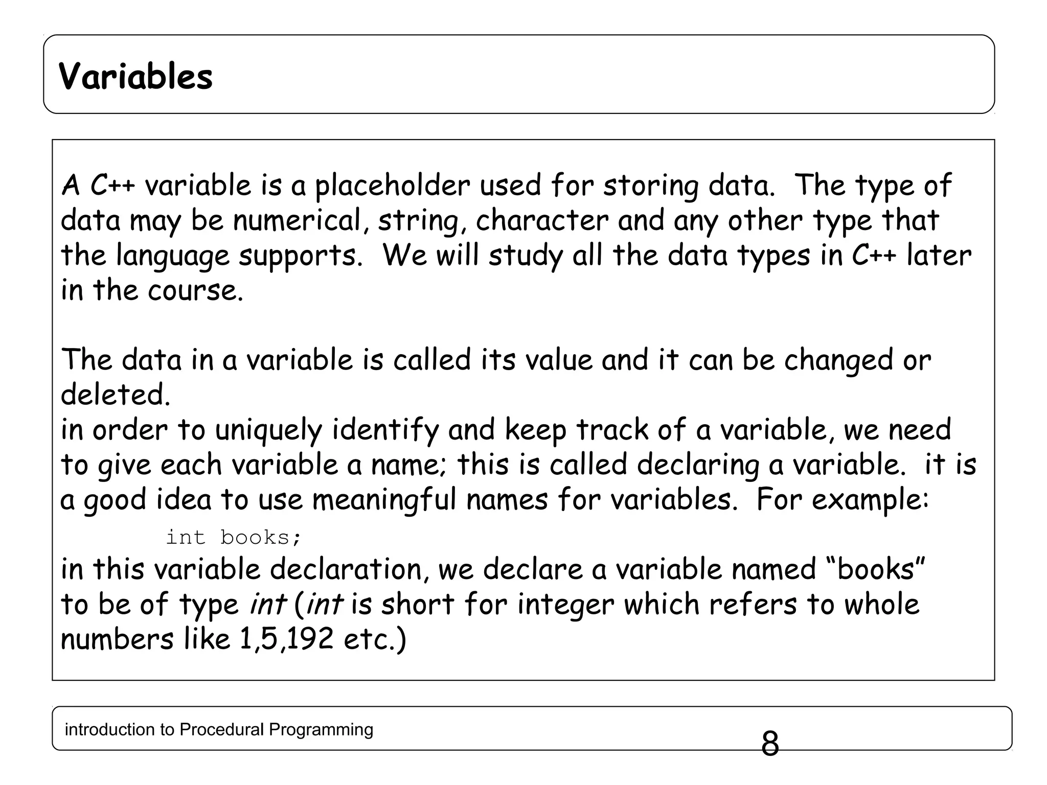 Introduction to Procedural Programming in C++ | PPT | Programming ...