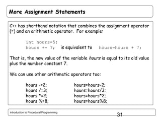 Introduction to Procedural Programming in C++ | PPT