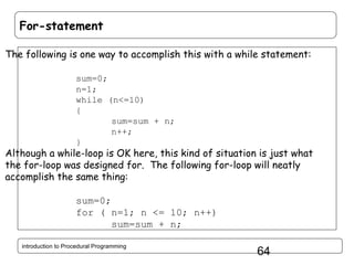 Introduction to Procedural Programming in C++ | PPT