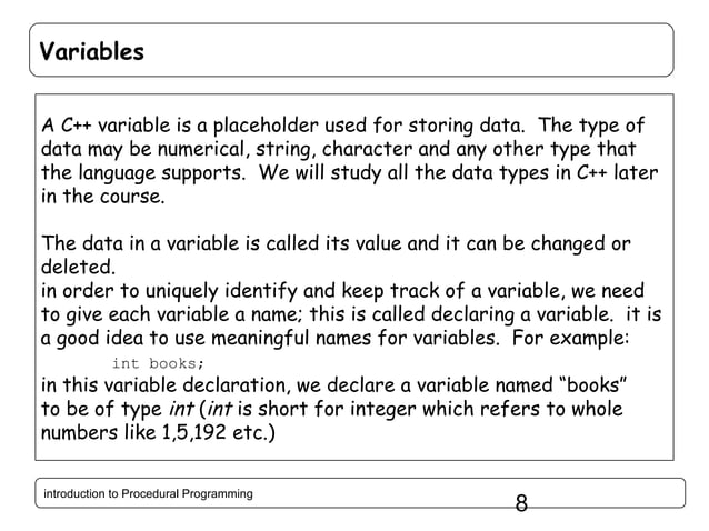 Introduction to Procedural Programming in C++ | PPT | Programming ...