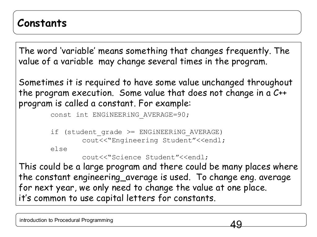 Introduction to Procedural Programming in C++