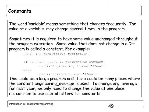 Introduction to Procedural Programming in C++