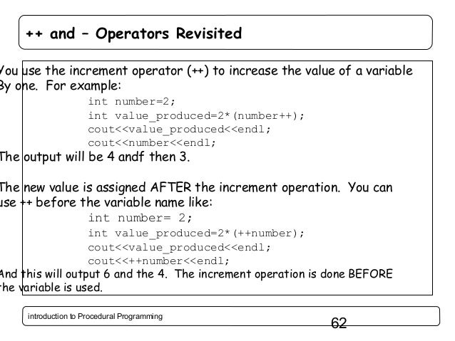 Introduction to Procedural Programming in C++