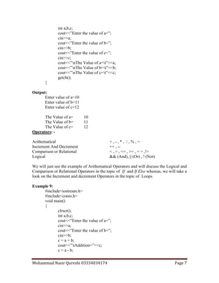 C Basic Notes Pdf C++notes | PDF
