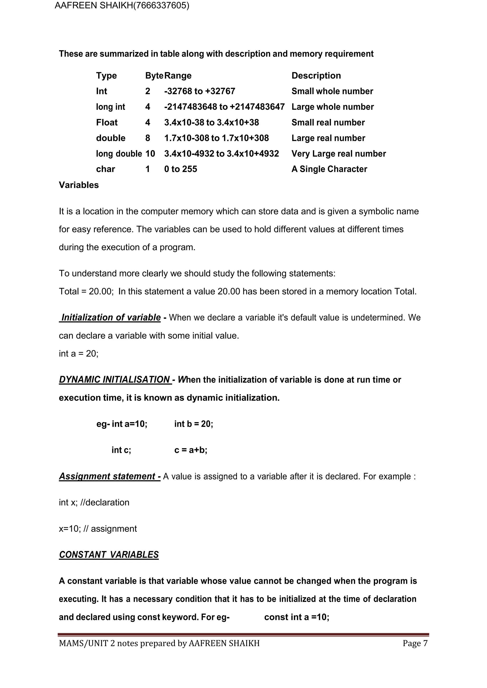 c++ notes.docx BASIC C++ PROGRAMMING NOTES | DOCX