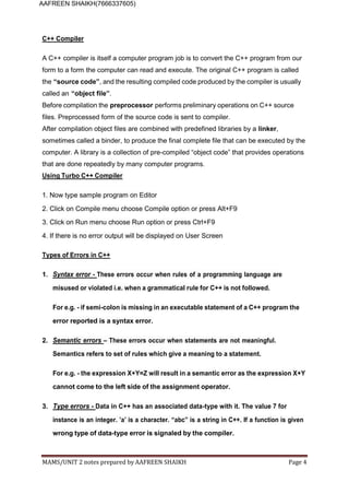 c++ notes.docx BASIC C++ PROGRAMMING NOTES | PDF