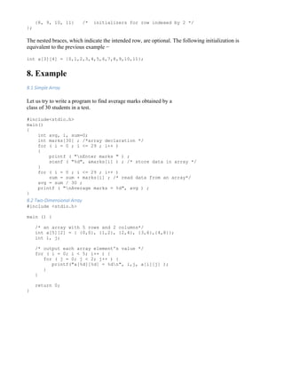 Notes on C programming from the basics concepts like data types ...