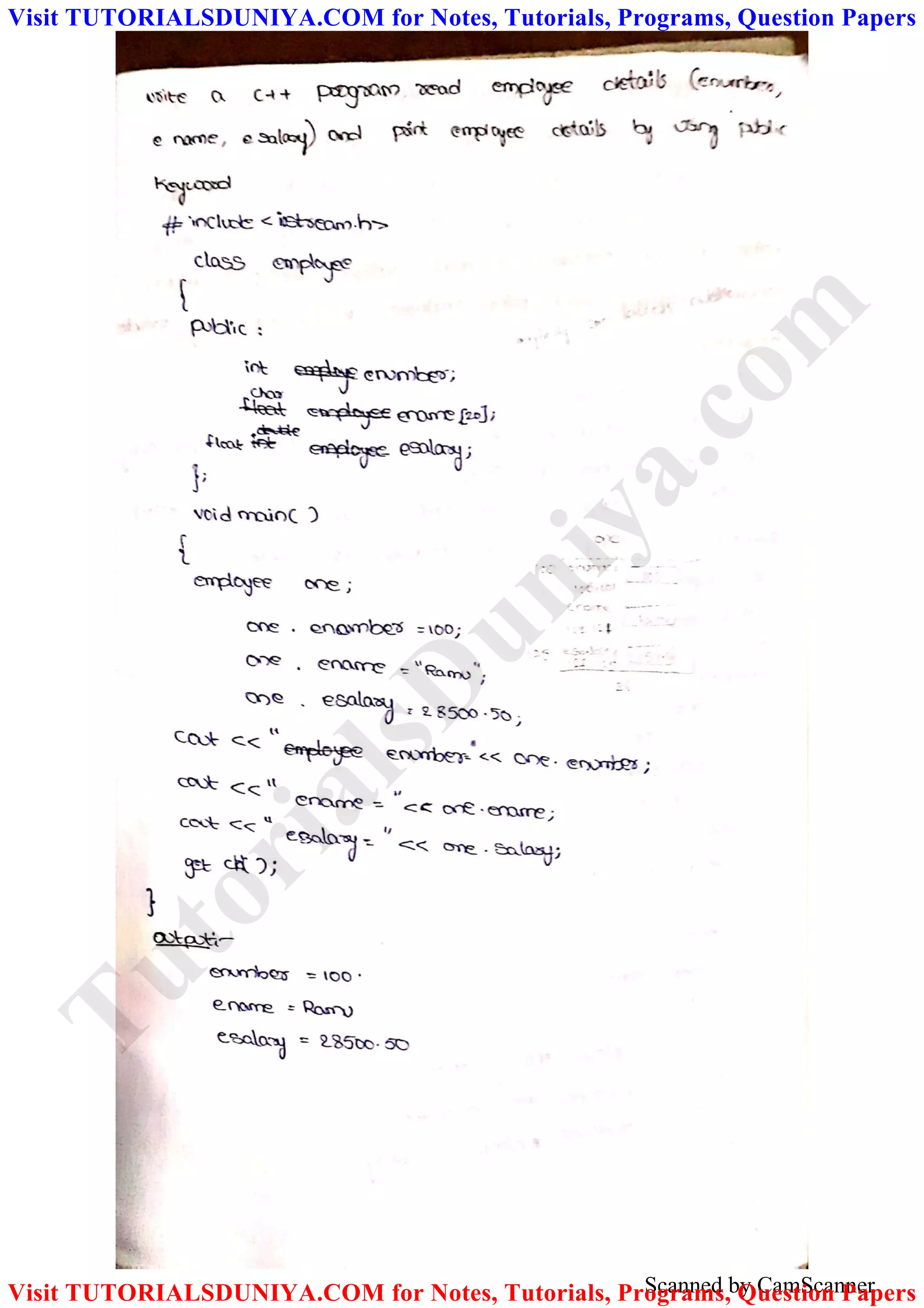 Scanned by CamScanner
TutorialsD
uniya.com
Visit TUTORIALSDUNIYA.COM for Notes, Tutorials, Programs, Question Papers
Visit TUTORIALSDUNIYA.COM for Notes, Tutorials, Programs, Question Papers
 