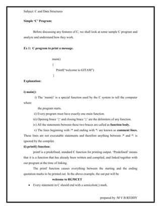 C notes by m v b reddy(gitam)imp notes all units notes 5 unit order | DOC