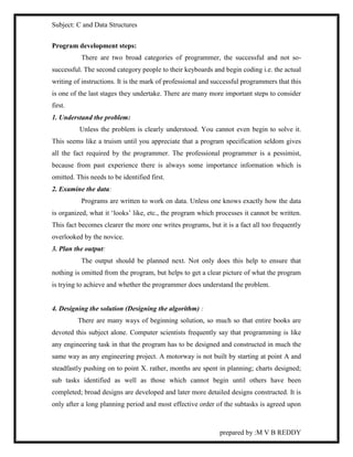C notes by m v b reddy(gitam)imp notes all units notes 5 unit order | DOC