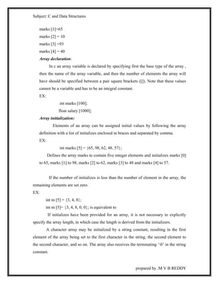C AND DATASTRUCTURES PREPARED BY M V B REDDY | DOC