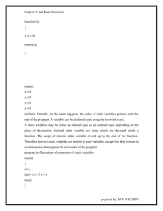 C AND DATASTRUCTURES PREPARED BY M V B REDDY | DOC