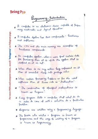 Here's a short summary of C++ basic terminologies, o | PDF