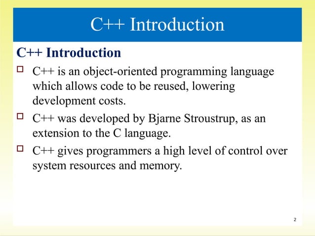 Introduction to c++ programming language | PPTX