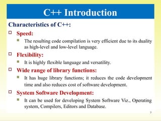 Introduction to c++ programming language | PPTX
