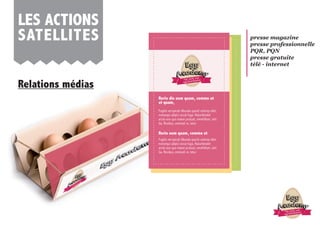 les ACTions
sATelliTes
aNos oeufs sont
egg’straordinaires
Academy
Egg
rorio dis eum quam, commo et
et quam,
rorio eum quam, commo et
Fugitis verspicab ilibusda quunti volorep elist,
nonsequi adipici occat fuga. naturibeatet
arciis eos quo maion pratust, omnihillum, sint.
Ga. Rovidus, ommodi re, tetur
Fugitis verspicab ilibusda quunti volorep elist,
nonsequi adipici occat fuga. naturibeatet
arciis eos quo maion pratust, omnihillum, sint.
Ga. Rovidus, ommodi re, tetur
relations médias
aNos oeufs sont
egg’straordinaires
Egg
Academy
presse magazine
presse professionnelle
PQR, PQN
presse gratuite
télé - internet
 