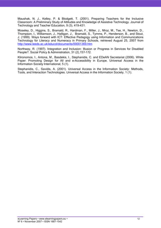 Inclusive education: helping teachers to choose ICT resources and to use them effectively