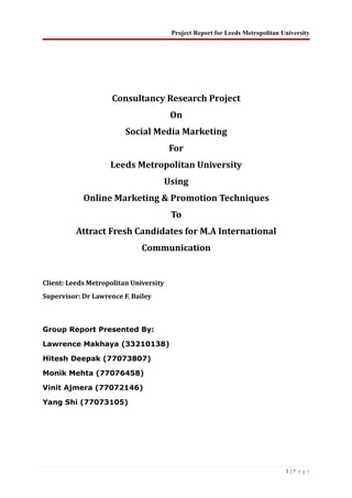 Consultancy Research Project on Social Media Marketing for Leeds Metropolitan University