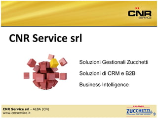 CNR Service srl CNR Service srl  - ALBA (CN) www.cnrservice.it Soluzioni Gestionali Zucchetti Soluzioni di CRM e B2B Business Intelligence 