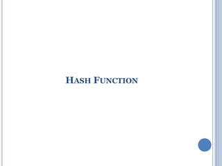 HASH FUNCTION
 