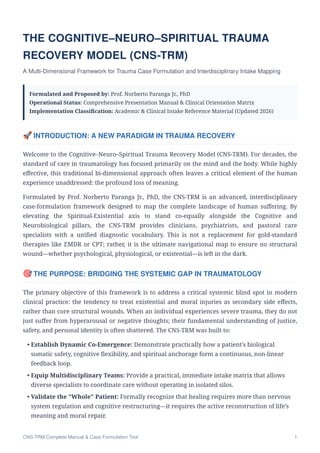 Trauma Formulation Example The Cognitive–Neuro–Spiritual Trauma Recovery Model: A Tri-Dimensional ...