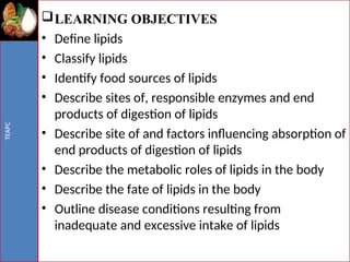 Lipid metabolism in diagnosing and preventing diseases | PPT